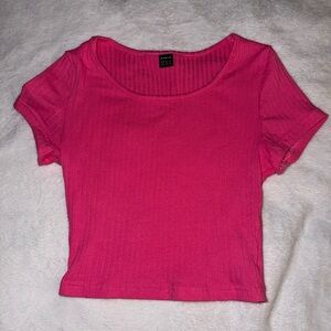 GIRLS SHEIN Pink Short Sleeve Crop Top